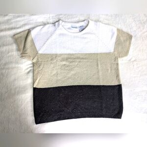 Vintage Color Block Shirt - White, Tan, and Black